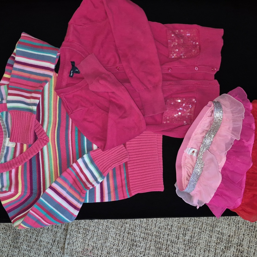 Girls Size 8 Pink Sweaters And Shirt